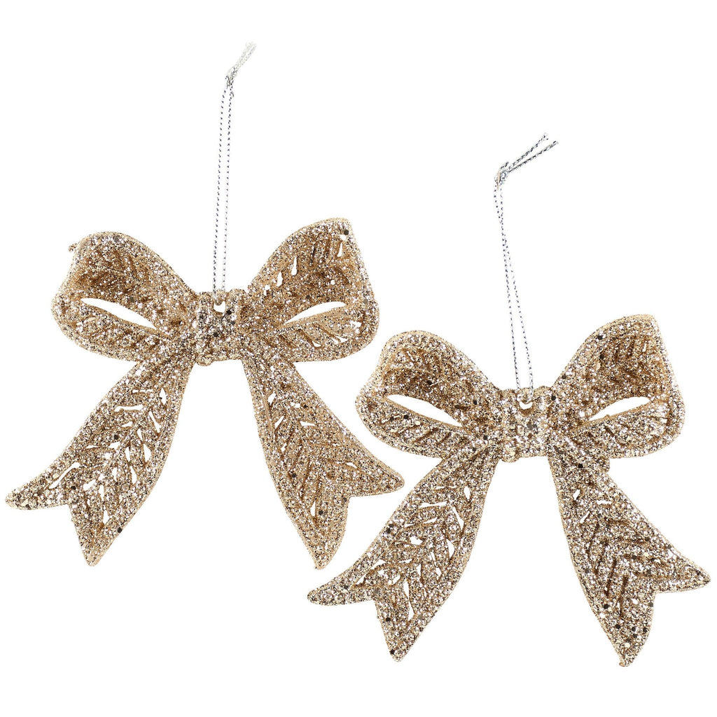 CHAMPAGNE GLITTER ORNAMENT SET OF 2 - The Crowded Table Co. - 