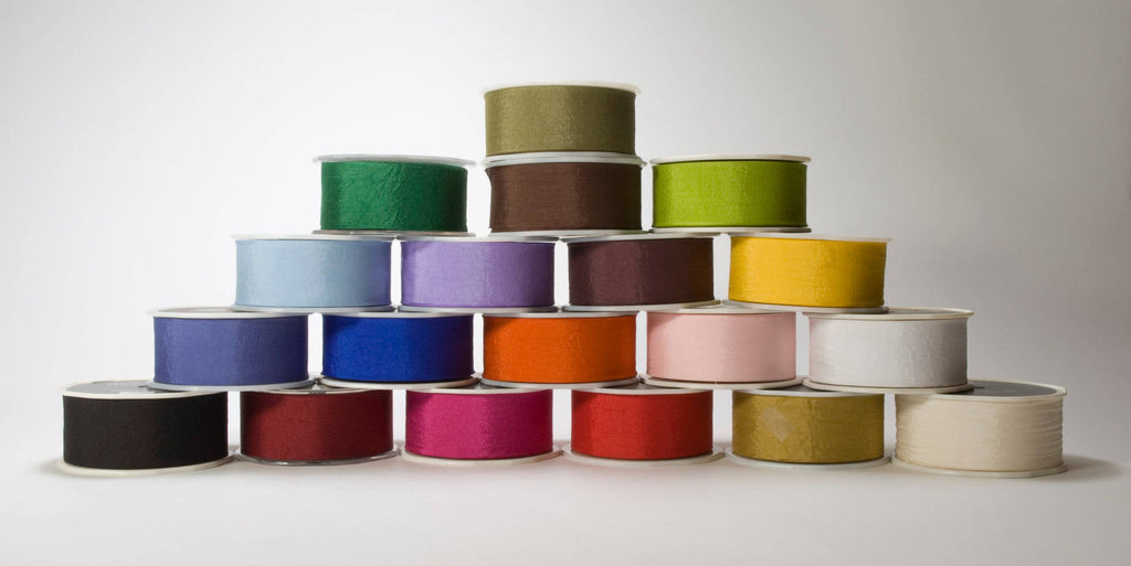 1.5 INCH SLATE BLUE FAUX SILK WRINKLED RIBBON - The Crowded Table Co. - 