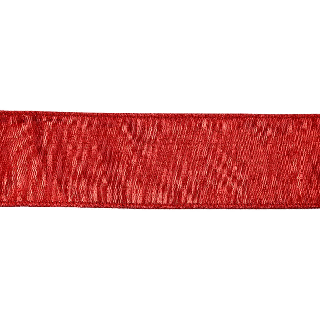 2 1/2" WIRED METALLIC DUPIONI RIBBON | RED | 10 YARD ROLL - The Crowded Table Co. - 