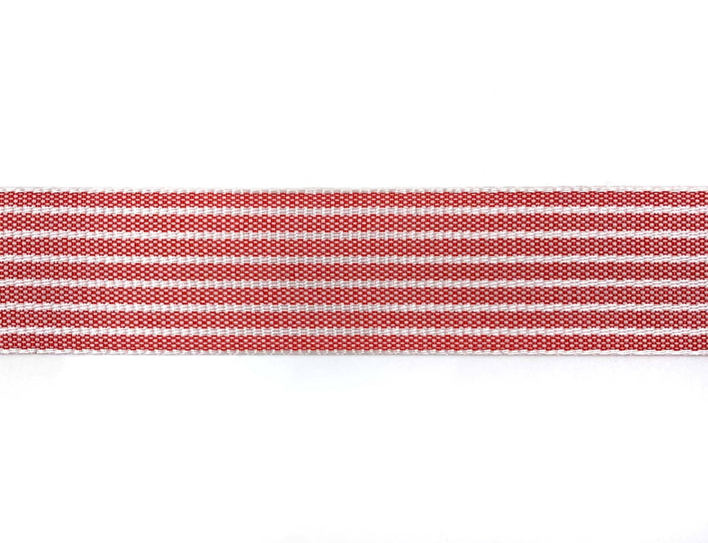 ~1" SOFT RED/WHITE THICK WOVEN STRIPED RIBBON - The Crowded Table Co. - 