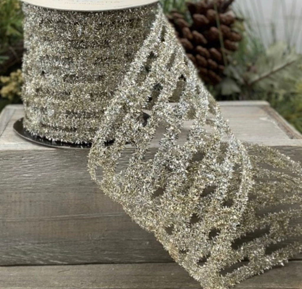 SILVER NETTING RIBBON - The Crowded Table Co. - 
