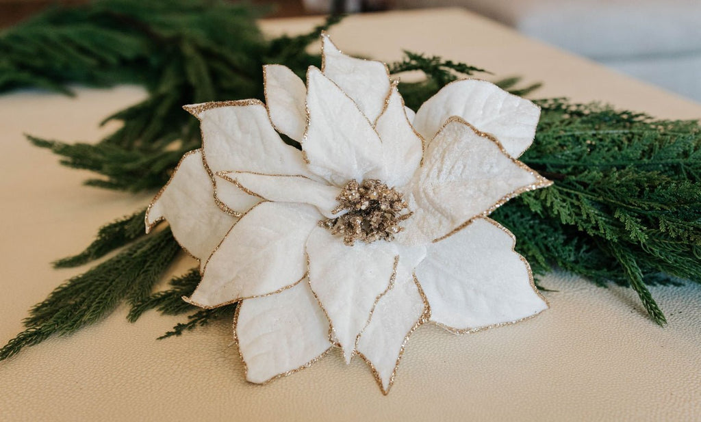 IVORY VELVET POINTSETTIA PICK - The Crowded Table Co. - 