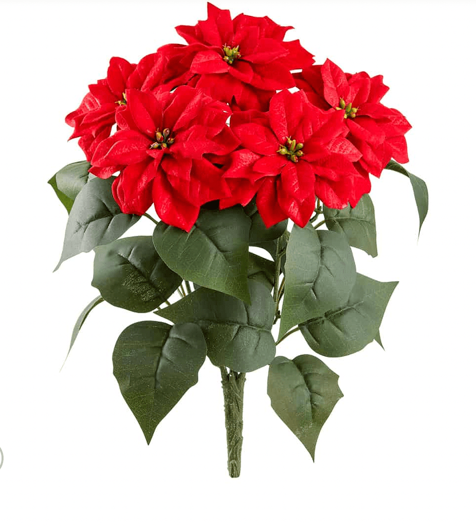 14.5" VELVET POINSETTIA BUSH - The Crowded Table Co. - 