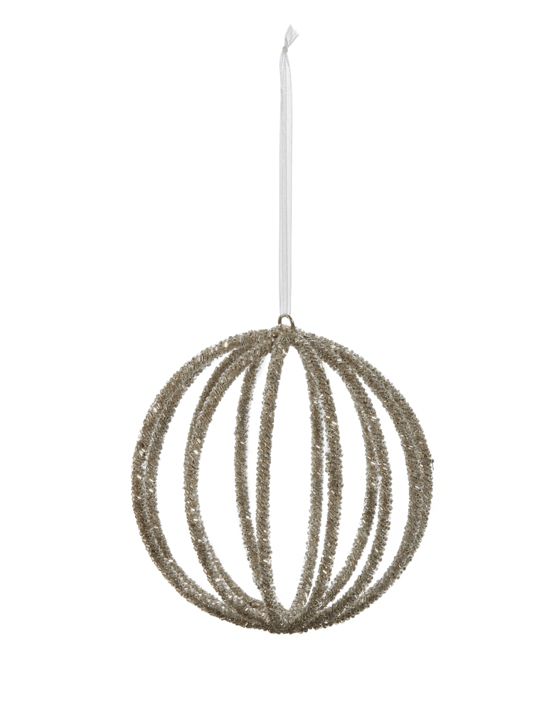ANTIQUED SILVER BEADED BOW ORNAMENT 5” - The Crowded Table Co. - 