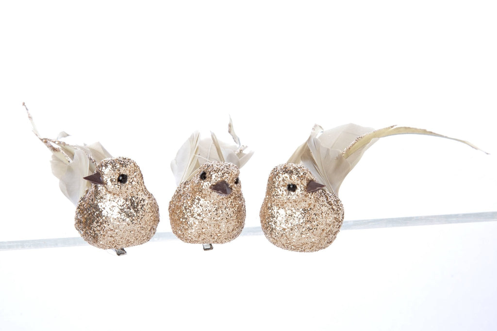 SET OF SILVER CLIP ON BIRD ORNAMENTS - The Crowded Table Co. - 